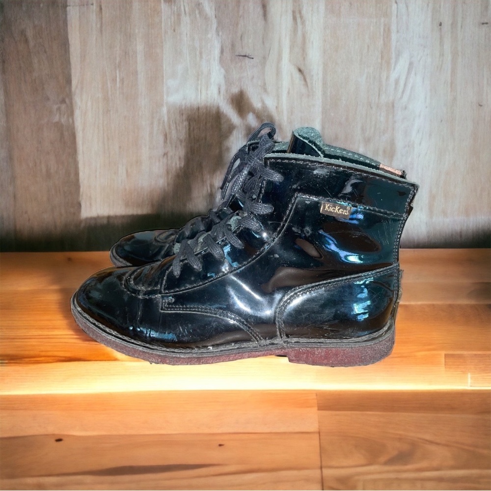 KICKERS ankle Boots woman’s Kick Col Black / Vanish size 40  size 7.5 zip down
